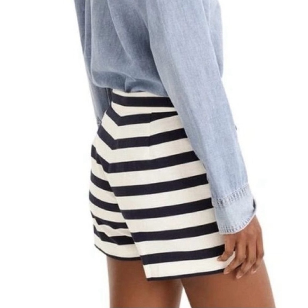 J. Crew Navy and White Striped High-Waist Shorts - Picture 3 of 8